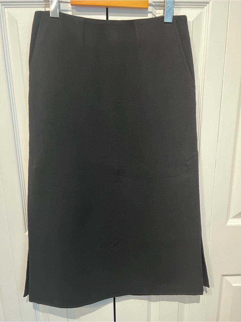 Theory Black Merino Wool Midi Skirt Size 4